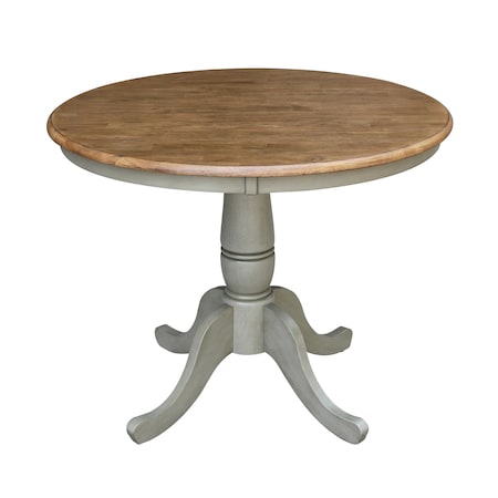 International Concepts Round 36 in Rd Top Pedestal Table, Dining Height, Hickory/Stone, 36 W, 36 L, 29.1 in H, Wood K41-36RT